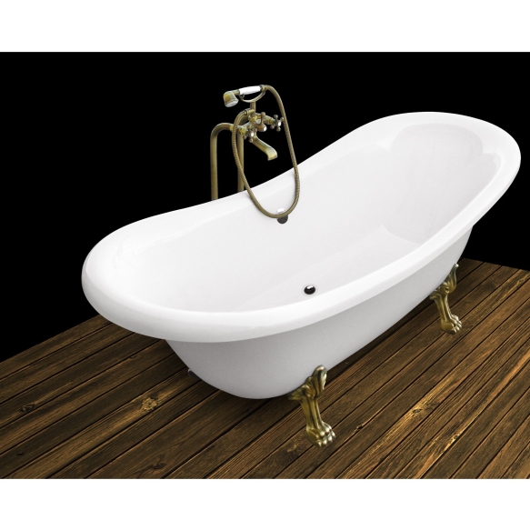 Amelie 190 Cm Brass Feet White W Drain And Overflow Hole Deko