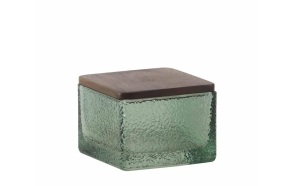 glass cotton box Green Martele 10x10x7.5 cm