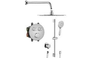 SMART SELECT Round concealed thermostatic shower set with mixer, box, 2 outlets, chrome