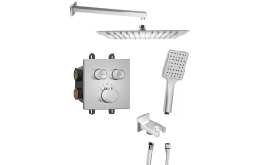 SMART SELECT Square concealed thermostatic shower set, 2 outlets, output, chrome