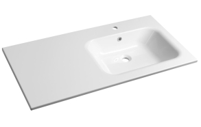 ARECA Cultured Marble Washbasin 110x50cm, right, white