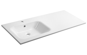 ARECA Cultured Marble Washbasin 121x51,5cm, left, white