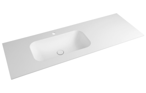 ARUBA Washbasin left, 150x51,5 cm, Rockstone white matt