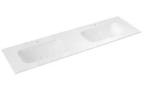 ARUBA Double-Washbasin Central, 190x51,5 cm, Rockstone white matt