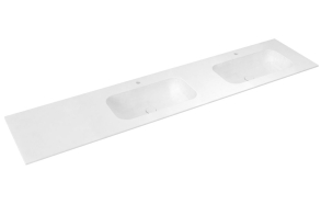 ARUBA Double-Washbasin right, 220x51,5 cm, Rockstone white matt