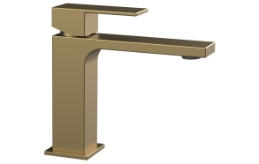 CUBEMIX washbasin mixer tap without waste, gold matt