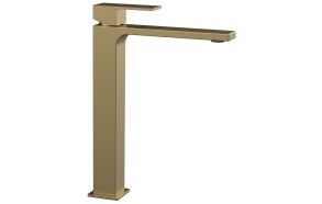 CUBEMIX washbasin mixer tap, high, without waste, gold matt