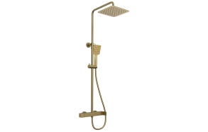 CUBEMIX shower column with lever mixer tap, gold matt