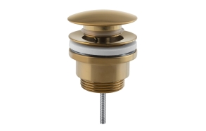 Washbasin drain 5/4“, Click-Clack, big plug, 10-50mm, gold matt