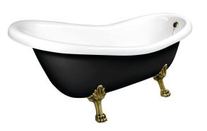 RETRO Freestanding Bath 169x75x72cm Bronze Legs, Black/White