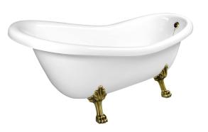 RETRO Freestanding Bath 158x73x72cm, Bronze Legs, White