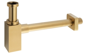 Washbasin waste trap 5/4", drain 32mm, square, gold matt