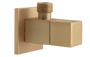 Angle Valve with rosette, square, 1/2"x 3/8", gold matt