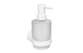 X-ROUND WHITE Soap Dispenser Holder, frosted glass, 200ml, white