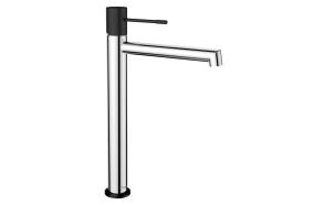 SOLARIS High Washbasin Mixer Tap without Pop Up Waste, chrome/black matt